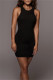 Black Sexy Casual Solid Basic O Neck Vest Dress