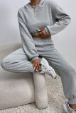 Pink Casual Solid Patchwork Hooded Collar Long Sleeve Two Pieces