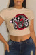 Red Fashion Casual Print Basic O Neck T-Shirts