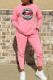 Pink Fashion Casual Lips Printed Basic O Neck Long Sleeve Two Pieces