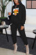 Black Fashion Print Basic O Neck Long Sleeve Two Pieces