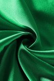 Green Sexy Solid Patchwork Asymmetrical V Neck Long Sleeve Two Pieces
