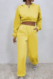 Pink Casual Solid Patchwork Hooded Collar Long Sleeve Two Pieces