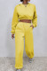 Yellow Casual Solid Patchwork Hooded Collar Long Sleeve Two Pieces