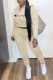 Beige Fashion Street Print Patchwork Turndown Collar Long Sleeve Two Pieces