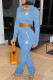 Light Blue Fashion Casual Letter Patchwork Hooded Collar Long Sleeve Two Pieces