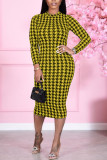 Red Casual Print Patchwork O Neck A Line Dresses