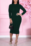 Red Casual Print Patchwork O Neck A Line Dresses