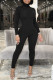 Black Fashion Casual Solid Basic Turtleneck Long Sleeve Two Pieces