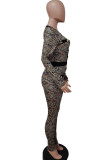 Multicolor Fashion Casual Print Patchwork V Neck Skinny Jumpsuits