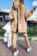 Khaki Casual Street Print Patchwork Zipper Hooded Collar Long Sleeve Two Pieces