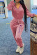Rose Red Fashion Street Print Draw String Mandarin Collar Jumpsuits