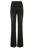 Black Sexy Solid Patchwork See-through Regular High Waist Pencil Patchwork Bottoms