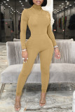 Black Fashion Casual Solid Basic Turtleneck Long Sleeve Two Pieces