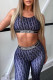 Purple Fashion Casual Print Patchwork Letter U Neck Sleeveless Two Pieces