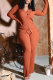 Brown Fashion Casual Solid Basic V Neck Long Sleeve Two Pieces
