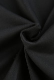 Black Sexy Solid Patchwork See-through Regular High Waist Pencil Patchwork Bottoms