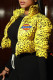 Yellow Fashion Casual Print Letter Mandarin Collar Outerwear