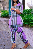 Pink Fashion Casual Print Basic V Neck Loose Jumpsuits