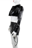 Brown Fashion Sexy Solid Bandage Hollowed Out V Neck Long Sleeve Three-piece Set