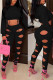 Black Sexy Solid Hollowed Out Patchwork Hooded Collar Long Sleeve Two Pieces