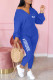 Blue Fashion Simplicity Letter Patchwork V Neck Jumpsuits