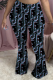 Blue Casual Print Patchwork Boot Cut Mid Waist Speaker Full Print Bottoms