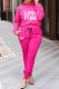 Rose Red Fashion Casual Letter Print Basic Hooded Collar Long Sleeve Two Pieces