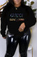 Black Fashion Street Print Letter O Neck Tops