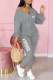 Grey Fashion Simplicity Letter Patchwork V Neck Jumpsuits
