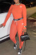 Orange Fashion Sportswear Print Patchwork O Neck Long Sleeve Two Pieces