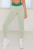 Green Casual Sportswear Solid Split Joint High Waist Skinny Trousers