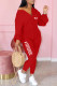 Red Fashion Simplicity Letter Patchwork V Neck Jumpsuits