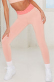 Apricot Casual Sportswear Solid Patchwork High Waist Skinny Trousers