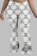 Black And White Casual Print Patchwork Boot Cut Mid Waist Speaker Full Print Bottoms