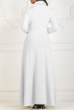 Grey Fashion Casual Solid Basic Turtleneck Long Sleeve Dresses