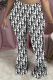 Black White Casual Print Patchwork Boot Cut Mid Waist Speaker Full Print Bottoms