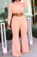 Pink Sexy Solid Patchwork Half A Turtleneck Long Sleeve Two Pieces