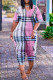 Pink Fashion Casual Print Basic V Neck Loose Jumpsuits