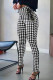 Black White Fashion Casual Print Bandage Regular High Waist Pencil Trousers