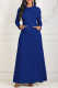 Blue Fashion Casual Solid Basic Turtleneck Long Sleeve Dresses