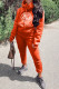 Orange Fashion Casual Geometric Letter Hooded Collar Long Sleeve Two Pieces