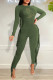 Green Fashion Casual Print Tassel O Neck Skinny Jumpsuits