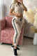 Khaki Fashion British Style Embroidery Letter Short Sleeve Two Pieces