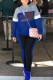 Blue Fashion Sportswear Print Letter Hooded Collar Long Sleeve Two Pieces