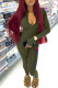 Army Green Fashion Casual Letter Patchwork Jumpsuits