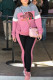 Pink Fashion Sportswear Print Letter Hooded Collar Long Sleeve Two Pieces