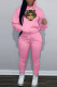 Pink Fashion Casual Print Letter Hooded Collar Long Sleeve Two Pieces