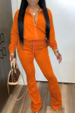 Pink Casual Solid Zipper Turndown Collar Long Sleeve Two Pieces