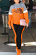 Orange Fashion Sportswear Print Letter Hooded Collar Long Sleeve Two Pieces